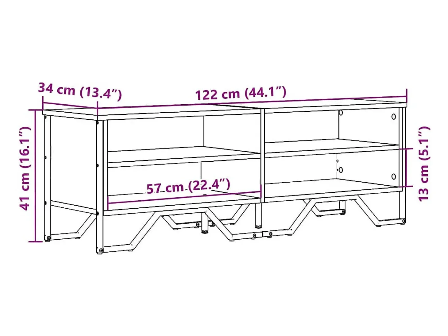 Zylar Mueble de TV madera de ingeniería roble ahumado 122x34x41 cm