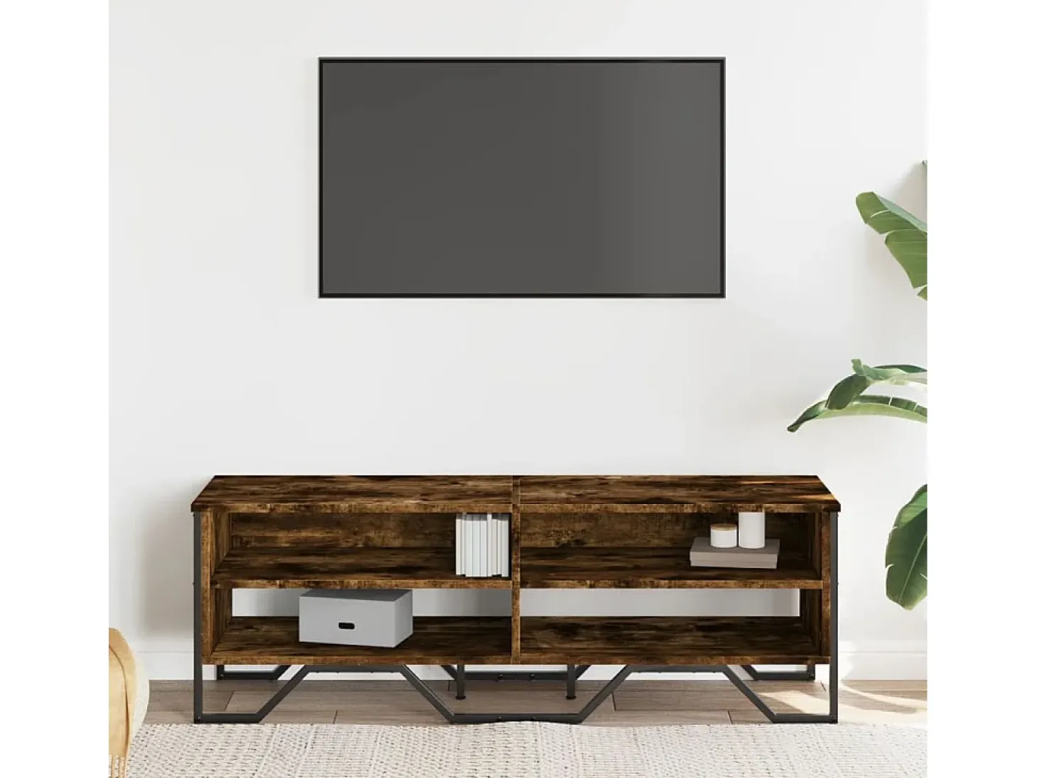 Zylar Mueble de TV madera de ingeniería roble ahumado 122x34x41 cm